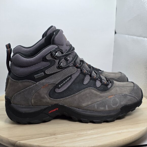 Salomon Elios 3 Mid Goretex Brown Lace Up Hiking Boots Shoes Men’s US 8.5 - Picture 3 of 10